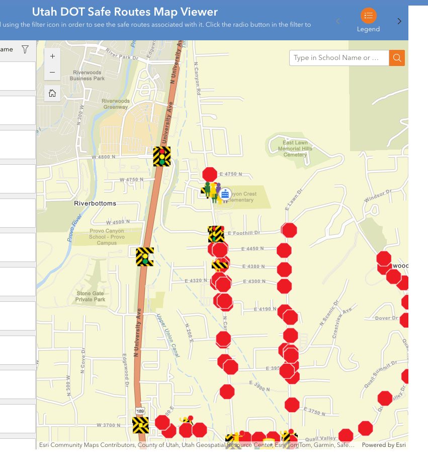 Safe Routes map for Canyon Crest